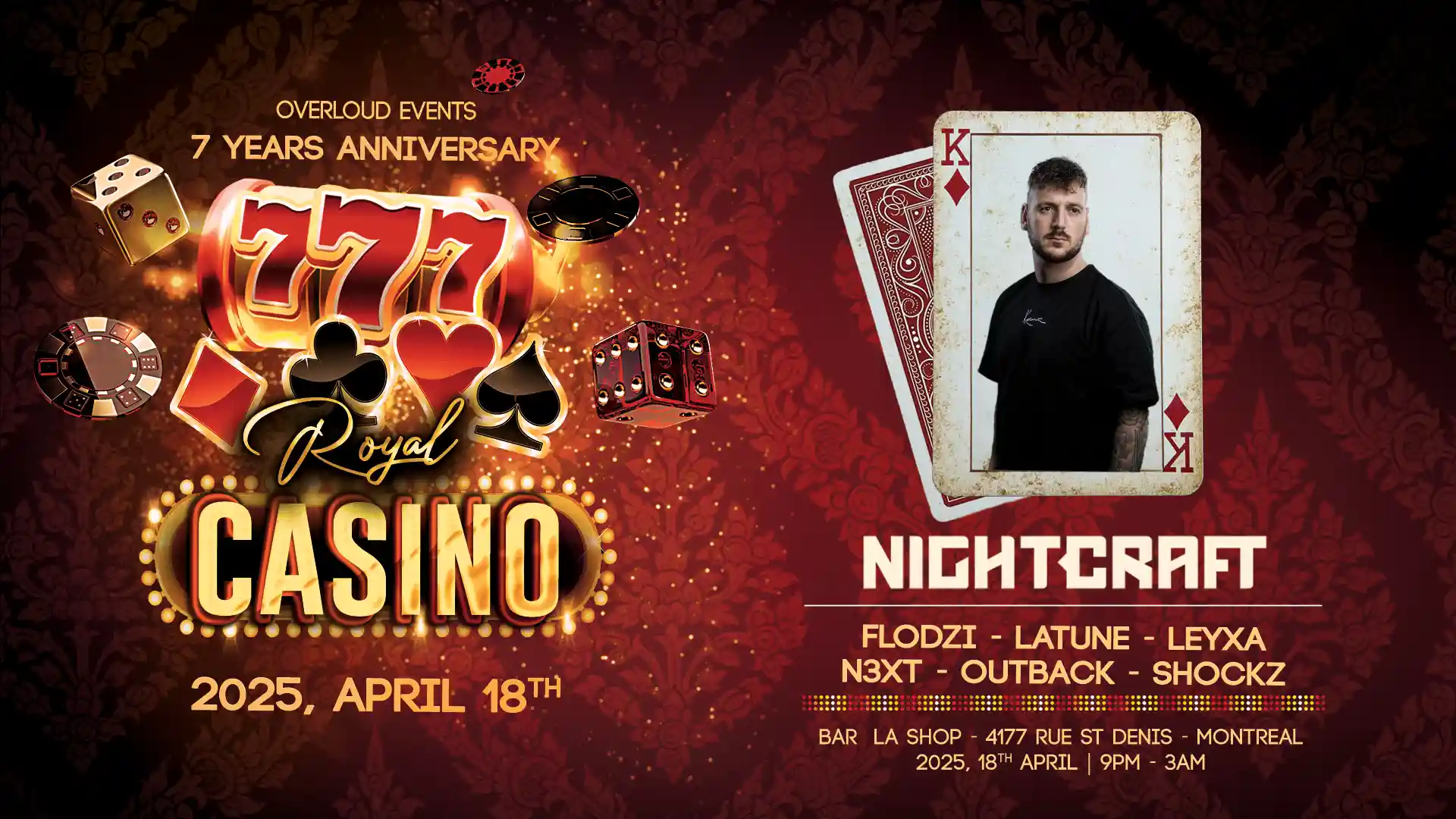 Image of the flyer of the event Royal casino With Nightcraft